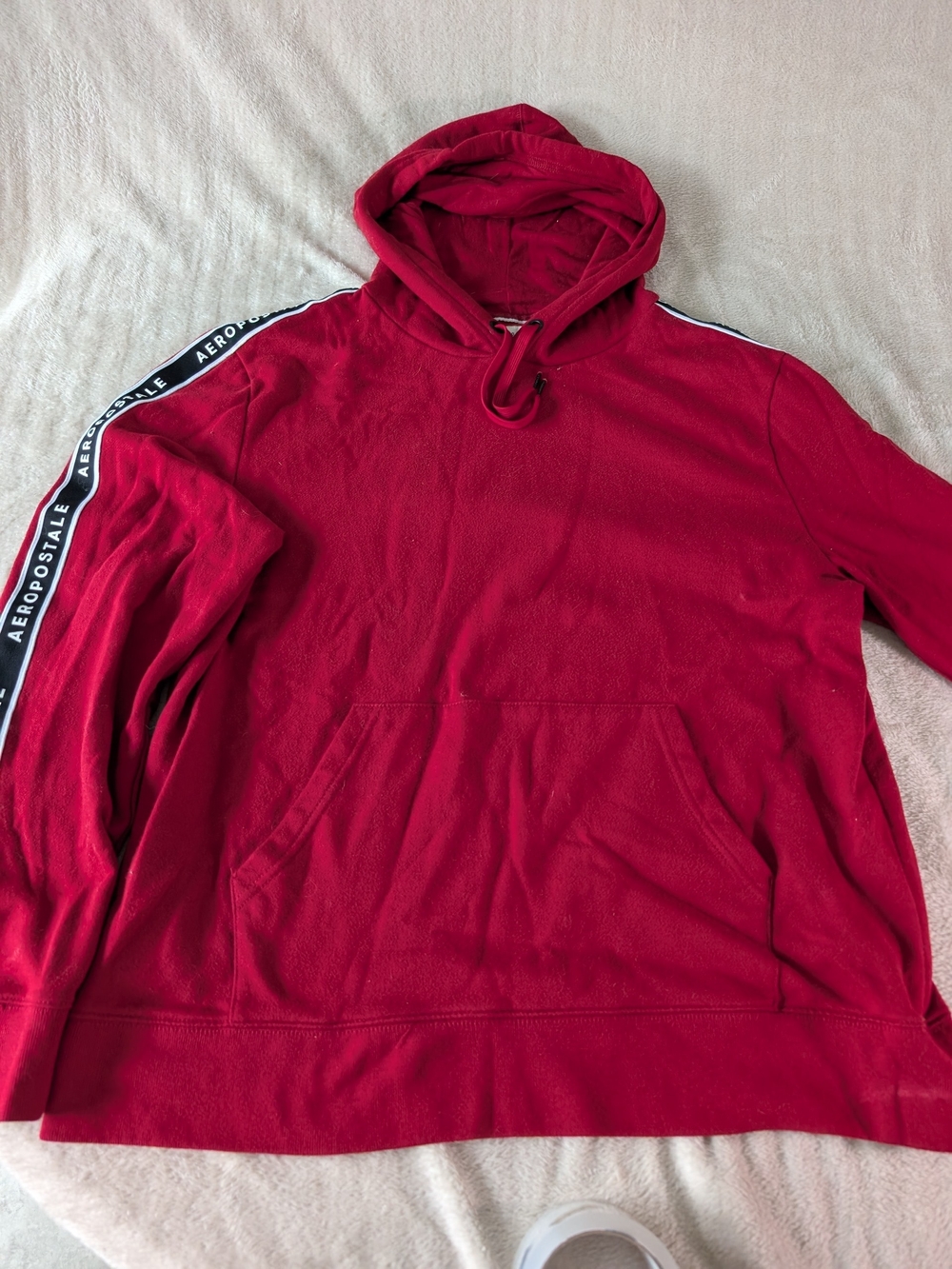Aeropostale Red Hooded Sweatshirt with Sleeve Logo Tape